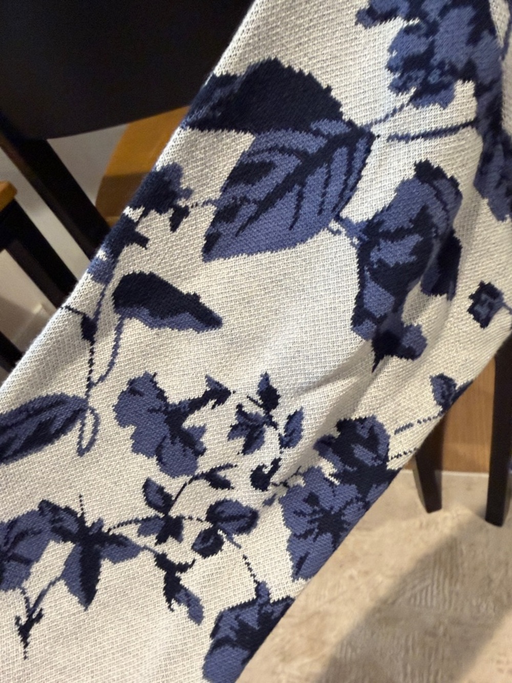 NWT Ann Taylor Blue Floral Crewneck Sweater on Cream - Picture 4 of 6